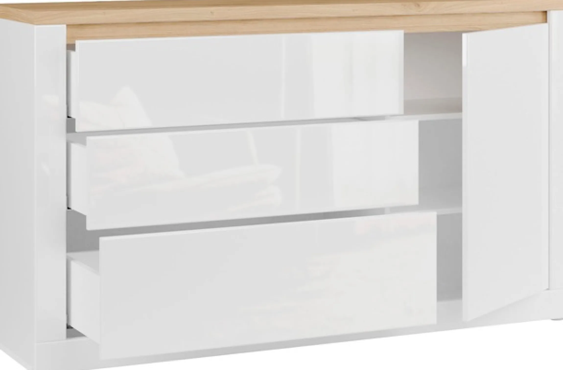 FORTE Sideboard »Sideboard, grifflos, Beleuchtung inklusive« B/H/T 156,4/89,8/41,6 cm, Front glänzend