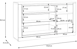 FORTE Sideboard »Sideboard, grifflos, Beleuchtung inklusive« B/H/T 156,4/89,8/41,6 cm, Front glänzend