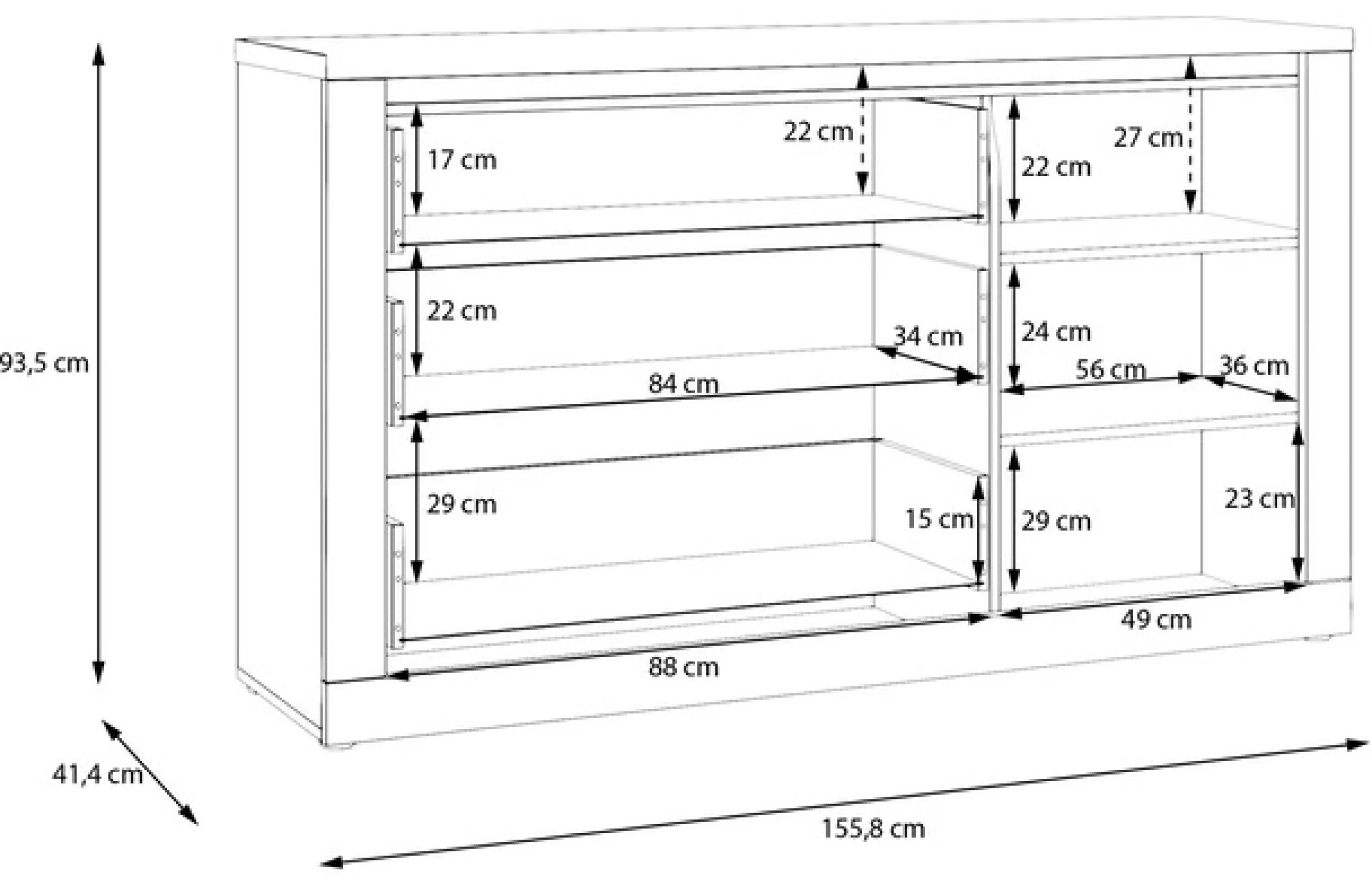 FORTE Sideboard »Sideboard, grifflos, Beleuchtung inklusive« B/H/T 156,4/89,8/41,6 cm, Front glänzend