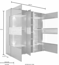 FORTE Vitrine »Como« Breite 152 cm, inkl. Beleuchtung