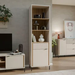 FORTE Vitrine »Forte Seravel Vitrine, 2-türig, 1 Schublade, Lamellen« B/H/T 59,4/199,2/41,5 cm, Stauraum, optionale Beleuchtung
