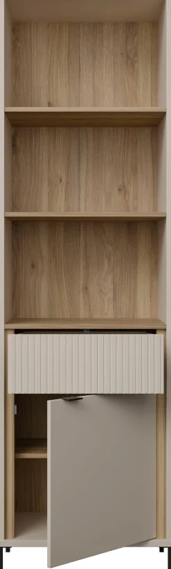 FORTE Vitrine »Forte Seravel Vitrine, 2-türig, 1 Schublade, Lamellen« B/H/T 59,4/199,2/41,5 cm, Stauraum, optionale Beleuchtung