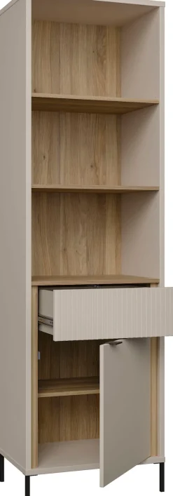 FORTE Vitrine »Forte Seravel Vitrine, 2-türig, 1 Schublade, Lamellen« B/H/T 59,4/199,2/41,5 cm, Stauraum, optionale Beleuchtung