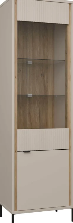 FORTE Vitrine »Forte Seravel Vitrine, 2-türig, Höhe 192,2 cm Lamellen« B/H/T 59,4/199,2/41,5 cm, Glastüre, optionale Beleuchtung