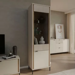 FORTE Vitrine »Forte Seravel Vitrine, 2-türig, Höhe 192,2 cm Lamellen« B/H/T 59,4/199,2/41,5 cm, Glastüre, optionale Beleuchtung