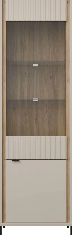 FORTE Vitrine »Forte Seravel Vitrine, 2-türig, Höhe 192,2 cm Lamellen« B/H/T 59,4/199,2/41,5 cm, Glastüre, optionale Beleuchtung