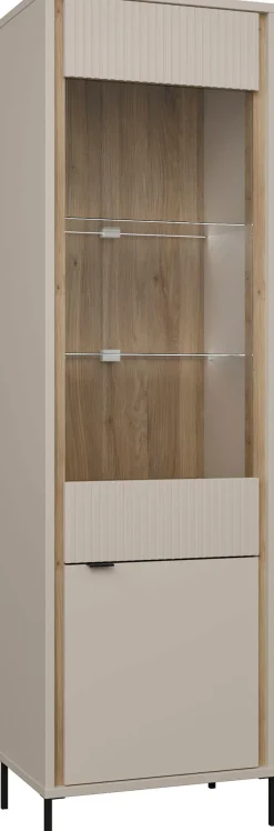 FORTE Vitrine »Forte Seravel Vitrine, 2-türig, Höhe 192,2 cm Lamellen« B/H/T 59,4/199,2/41,5 cm, Glastüre, optionale Beleuchtung