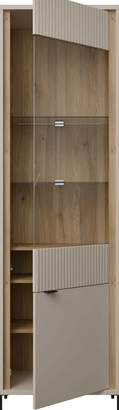 FORTE Vitrine »Forte Seravel Vitrine, 2-türig, Höhe 192,2 cm Lamellen« B/H/T 59,4/199,2/41,5 cm, Glastüre, optionale Beleuchtung