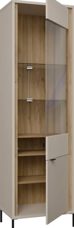 FORTE Vitrine »Forte Seravel Vitrine, 2-türig, Höhe 192,2 cm Lamellen« B/H/T 59,4/199,2/41,5 cm, Glastüre, optionale Beleuchtung