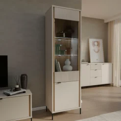 FORTE Vitrine »Forte Seravel Vitrine, 2-türig, Höhe 192,2 cm Lamellen« B/H/T 59,4/199,2/41,5 cm, Glastüre, optionale Beleuchtung
