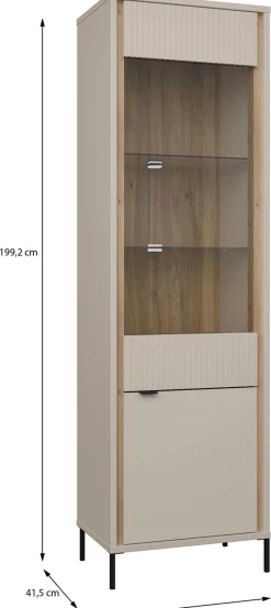 FORTE Vitrine »Forte Seravel Vitrine, 2-türig, Höhe 192,2 cm Lamellen« B/H/T 59,4/199,2/41,5 cm, Glastüre, optionale Beleuchtung