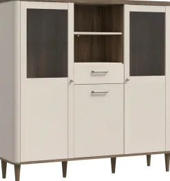 FORTE Vitrine »Lacetti« B/H/T 144,8/142,9/41,2 cm, Echtholzfüße