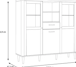 FORTE Vitrine »Lacetti« B/H/T 144,8/142,9/41,2 cm, Echtholzfüße