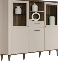 FORTE Vitrine »Lacetti« B/H/T 144,8/142,9/41,2 cm, Echtholzfüße