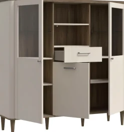FORTE Vitrine »Lacetti« B/H/T 144,8/142,9/41,2 cm, Echtholzfüße