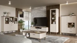 FORTE Vitrine »Lacetti« B/H/T 144,8/142,9/41,2 cm, Echtholzfüße