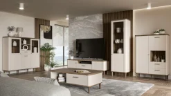 FORTE Vitrine »Lacetti« B/H/T 144,8/142,9/41,2 cm, Echtholzfüße