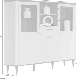 FORTE Vitrine »Lacetti« B/H/T 144,8/142,9/41,2 cm, Echtholzfüße