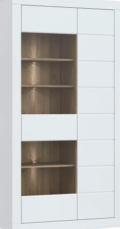 FORTE Vitrine »Lefkadas, Breite 101cm , Höhe 196cm« Highboardvitrine, grifflose Front, breite Rahmenoptik mit Glaseinsatz