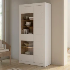 FORTE Vitrine »Lefkadas, Breite 101cm , Höhe 196cm« Highboardvitrine, grifflose Front, breite Rahmenoptik mit Glaseinsatz