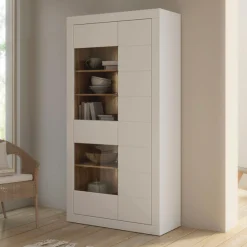 FORTE Vitrine »Lefkadas, Breite 101cm , Höhe 196cm« Highboardvitrine, grifflose Front, breite Rahmenoptik mit Glaseinsatz