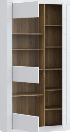 FORTE Vitrine »Lefkadas, Breite 101cm , Höhe 196cm« Highboardvitrine, grifflose Front, breite Rahmenoptik mit Glaseinsatz