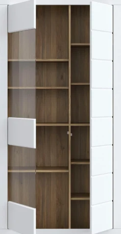 FORTE Vitrine »Lefkadas, Breite 101cm , Höhe 196cm« Highboardvitrine, grifflose Front, breite Rahmenoptik mit Glaseinsatz