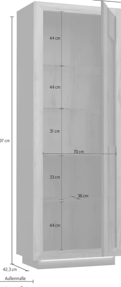 FORTE Vitrine »Savona« Höhe 197 cm, inkl. Sockelbeleuchtung