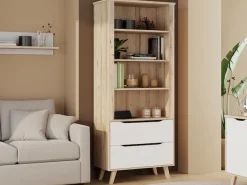FORTE Wandregal »Vankka Regal 2 Schubkästen« B/H/T 84,7/201,5/41,7 cm,Regal, Holzfüße, Einlegeböden variabel , 2 Schubkästen