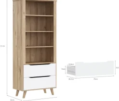 FORTE Wandregal »Vankka Regal 2 Schubkästen« B/H/T 84,7/201,5/41,7 cm,Regal, Holzfüße, Einlegeböden variabel , 2 Schubkästen