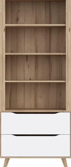 FORTE Wandregal »Vankka Regal 2 Schubkästen« B/H/T 84,7/201,5/41,7 cm,Regal, Holzfüße, Einlegeböden variabel , 2 Schubkästen