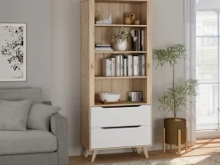 FORTE Wandregal »Vankka Regal 2 Schubkästen« B/H/T 84,7/201,5/41,7 cm,Regal, Holzfüße, Einlegeböden variabel , 2 Schubkästen