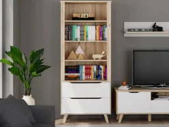 FORTE Wandregal »Vankka Regal 2 Schubkästen« B/H/T 84,7/201,5/41,7 cm,Regal, Holzfüße, Einlegeböden variabel , 2 Schubkästen