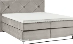 GALLERY M branded by Musterring Boxspringbett »Dubai« Kufe in Chrom, 3 Härtegrade, Kopfteil mit Knopfheftung