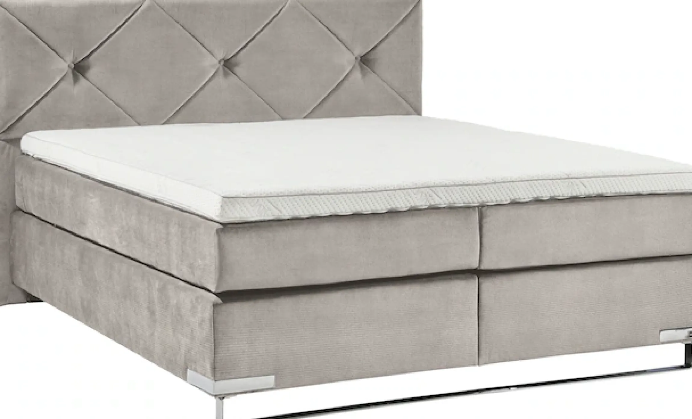 GALLERY M branded by Musterring Boxspringbett »Dubai« Kufe in Chrom, 3 Härtegrade, Kopfteil mit Knopfheftung
