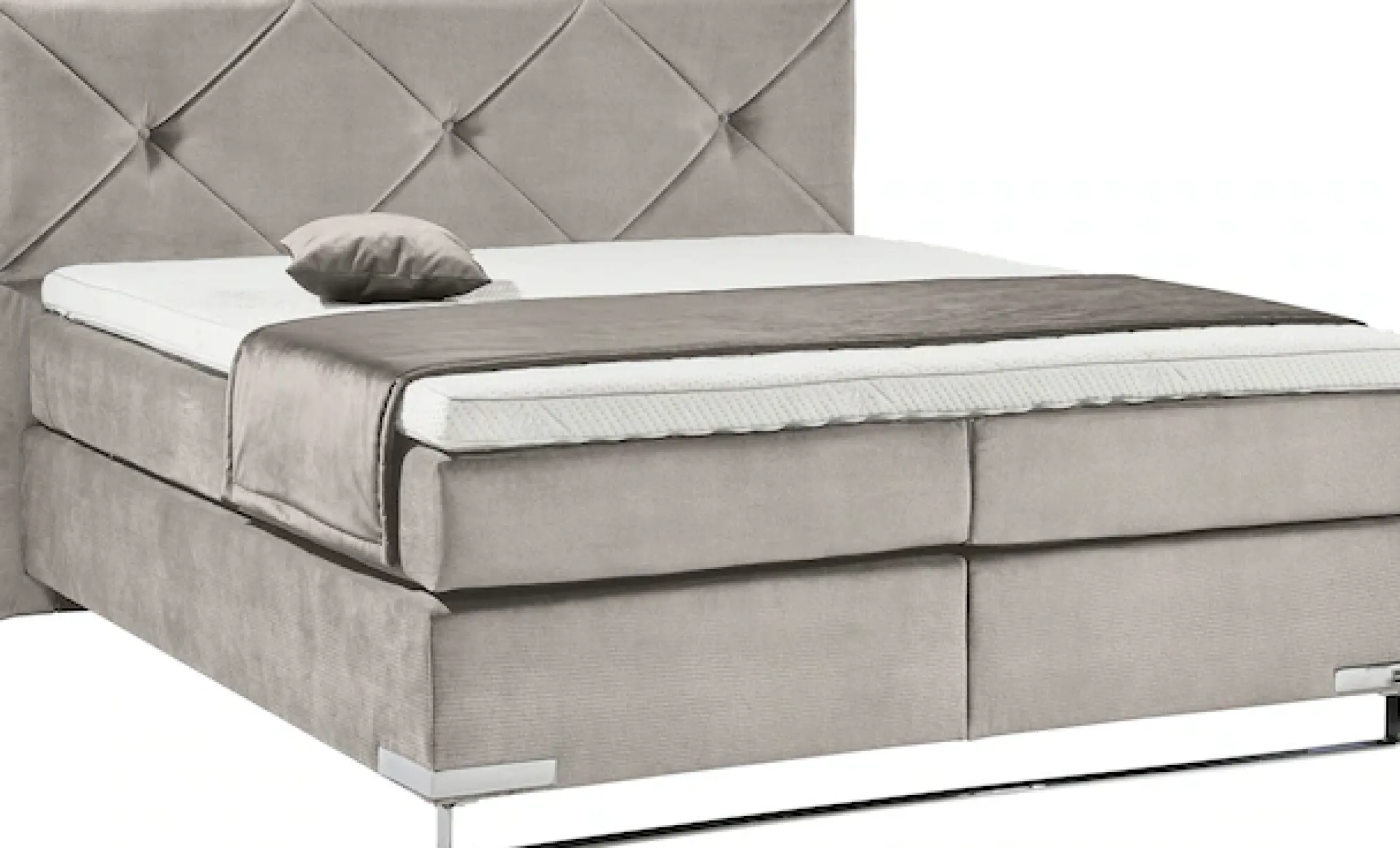 GALLERY M branded by Musterring Boxspringbett »Dubai« Kufe in Chrom, 3 Härtegrade, Kopfteil mit Knopfheftung