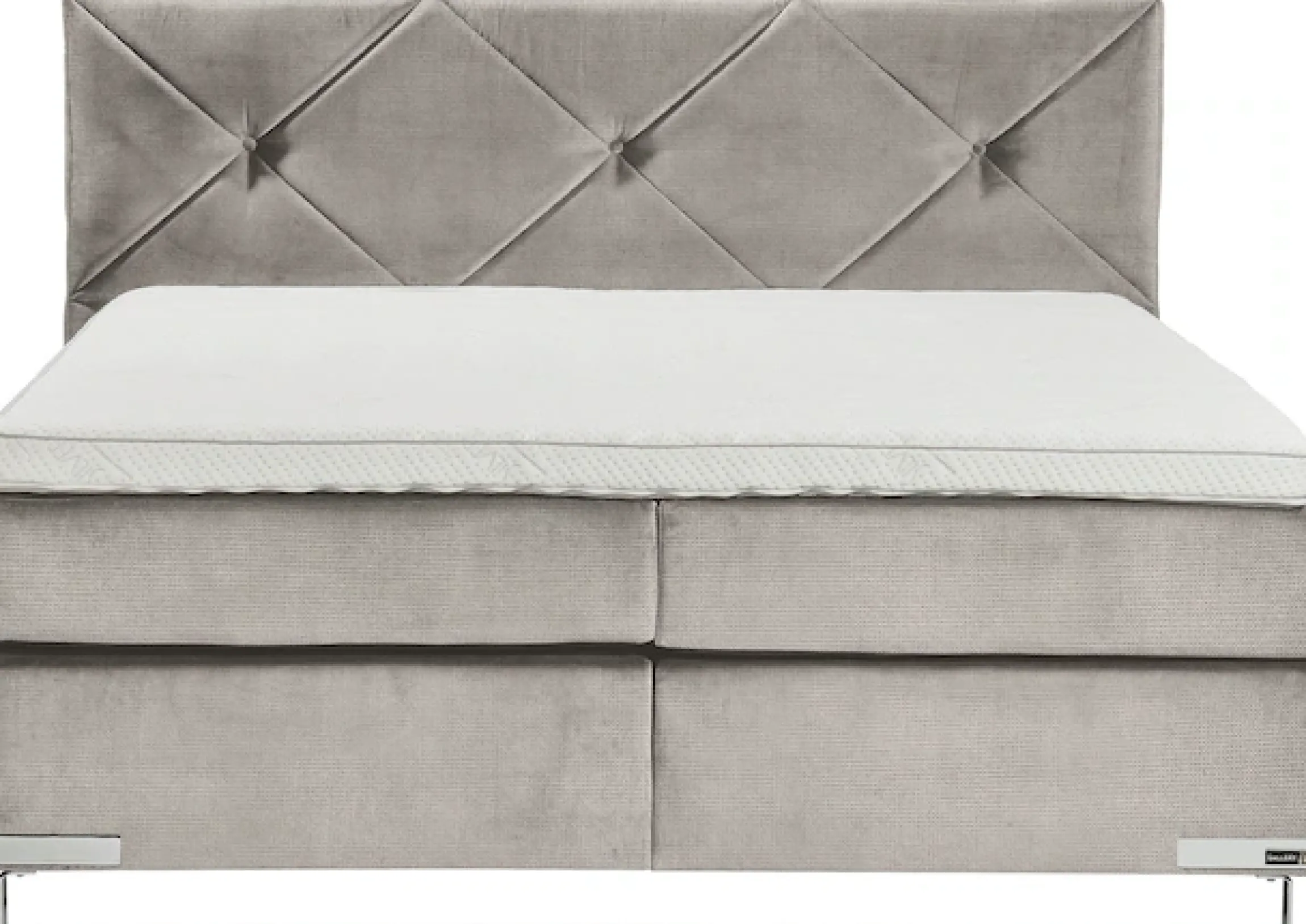 GALLERY M branded by Musterring Boxspringbett »Dubai« Kufe in Chrom, 3 Härtegrade, Kopfteil mit Knopfheftung