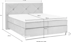 GALLERY M branded by Musterring Boxspringbett »Dubai« Kufe in Chrom, 3 Härtegrade, Kopfteil mit Knopfheftung