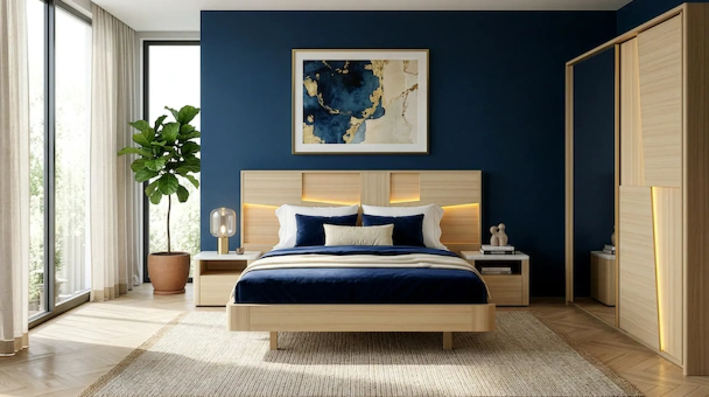 Gami Einzelbett Ein elegantes Bett mit integrierter Beleuchtung