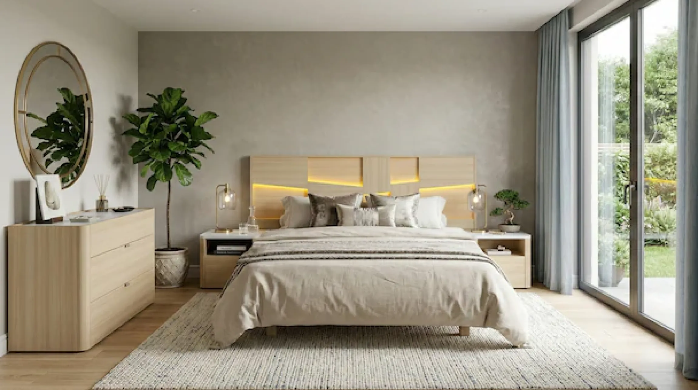 Gami Einzelbett Ein elegantes Bett mit integrierter Beleuchtung