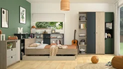 Gami Kleiderschrank »Schrank mit 2 Türen und Bibliothekseinheiten« ein cleverer, funktionaler Schrank