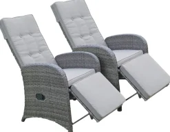 Garden Pleasure Loungesessel »SALERNO« Set, 2 Stk. tlg. Polyrattan, verstellbar, inkl. Auflagen, grau