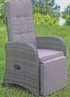 Garden Pleasure Loungesessel »SALERNO« Set, 2 Stk. tlg. Polyrattan, verstellbar, inkl. Auflagen, grau