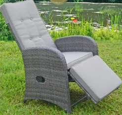 Garden Pleasure Loungesessel »SALERNO« Set, 2 Stk. tlg. Polyrattan, verstellbar, inkl. Auflagen, grau