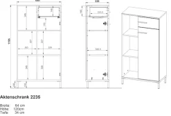 GERMANIA Aktenschrank »GW-Rovigo mit offenem Regal & Schublade,« 1 Stk. tlg. spiegelverkehrt montierbar, Höhe 120 cm, Made in Germany
