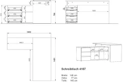 GERMANIA Eckschreibtisch »Lissabon« Winkelschreibtisch mit integriertem Sideboard