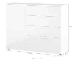 GERMANIA Kommode »Sunnyvale« Breite 135 cm, verstellbare Böden, Hochglanz, Made in Germany