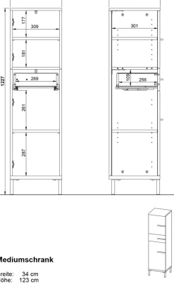 GERMANIA Midischrank »Midischrank« 1 Stk. tlg. Mediumschrank mit wechselbarem Türanschlag in Kaschmir