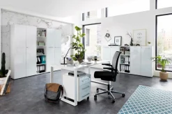 GERMANIA Schreibtisch »GW-Monteria« mit Glasauflage, Metallkufen, Breite 160 cm, Made in Germany
