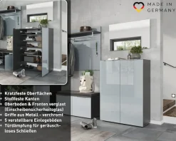 GERMANIA Schuhschrank »Oakland mit Glasfront« Breite: 87 cm, Türdämpfung, verstellbare Böden, Made in Germany